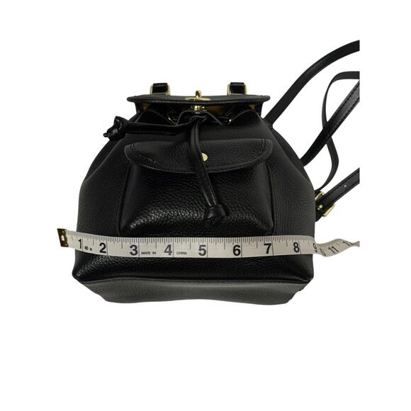 Bella Luer Black Pebble Leather Drawstring/Clasp Closure Small Backpack Bag - Picture 12 of 16